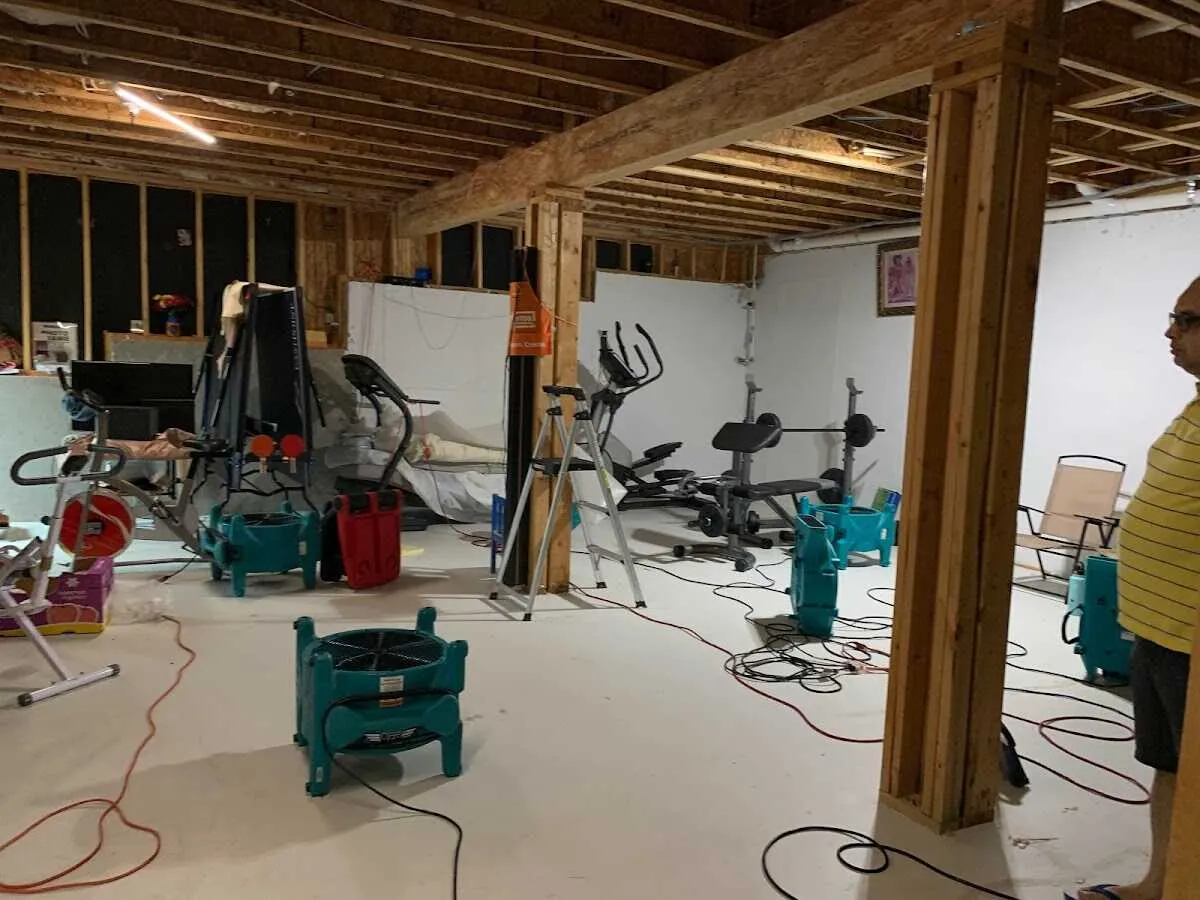 Basement drying equipment setup for Contents Cleaning & Restoration in Catoosa