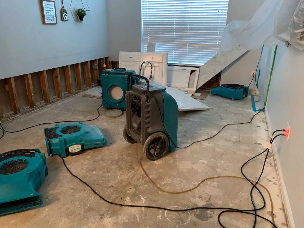 Dehumidifier in flood-cut room for Water Damage Restoration in Catoosa